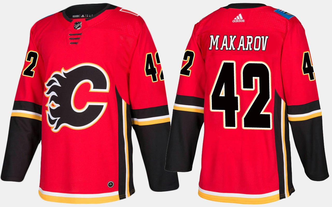 Calgary Flames #42 Retired Sergei Makarov Home Red Jersey Calgary Flames #42 Retired Sergei Makarov Home Red Jersey