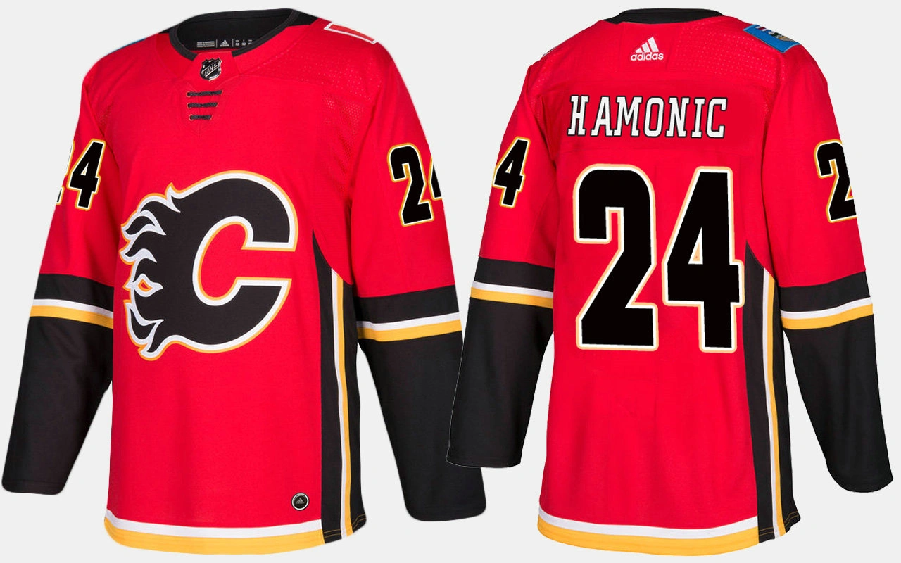 Calgary Flames #24 Travis Hamonic Home Red Jersey
