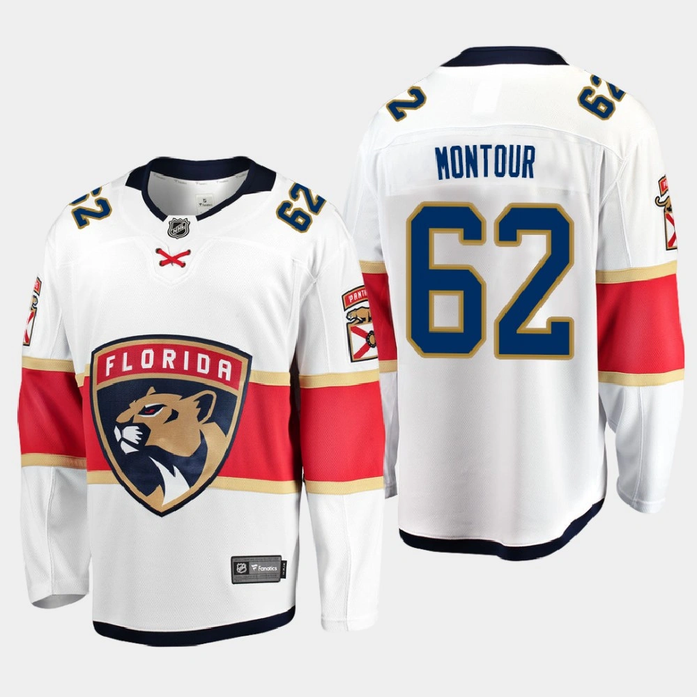 Youth Florida Panthers Brandon Montour #62 Away 2021 White Jersey Youth Florida Panthers Brandon Montour #62 Away 2021 White Jersey
