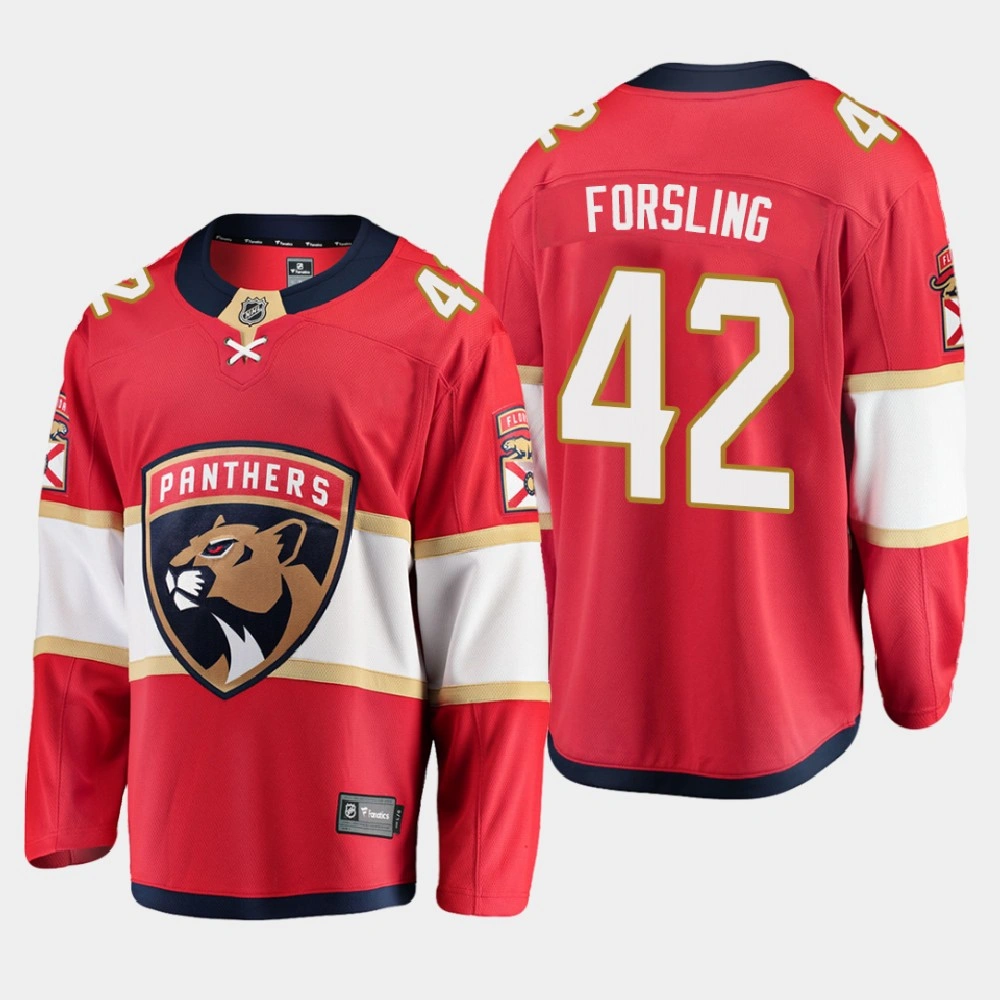 Men's Florida Panthers Gustav Forsling #42 Home 2020-21 Breakaway Player Red Jersey Men's Florida Panthers Gustav Forsling #42 Home 2020-21 Breakaway Player Red Jersey