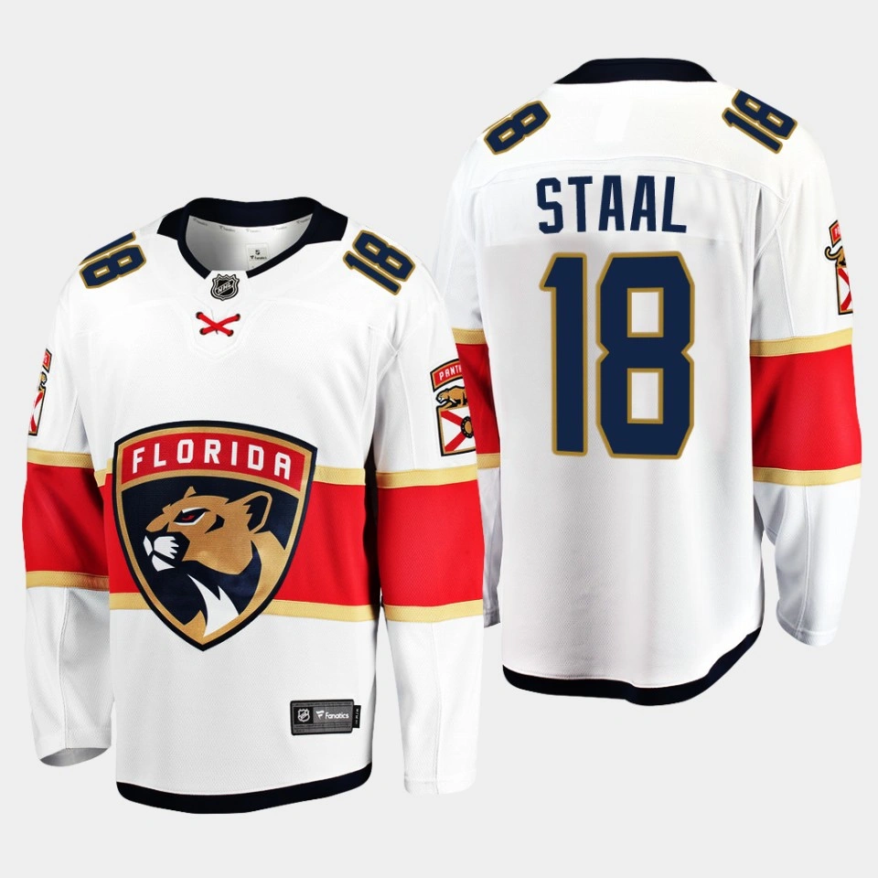 Florida Panthers Marc Staal Away White #18 Jersey Breakaway Player