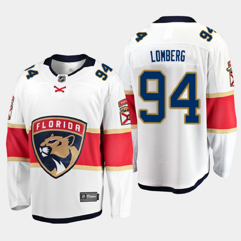 Men's Florida Panthers Ryan Lomberg #94 Away 2020-21 Breakaway Player White Jersey