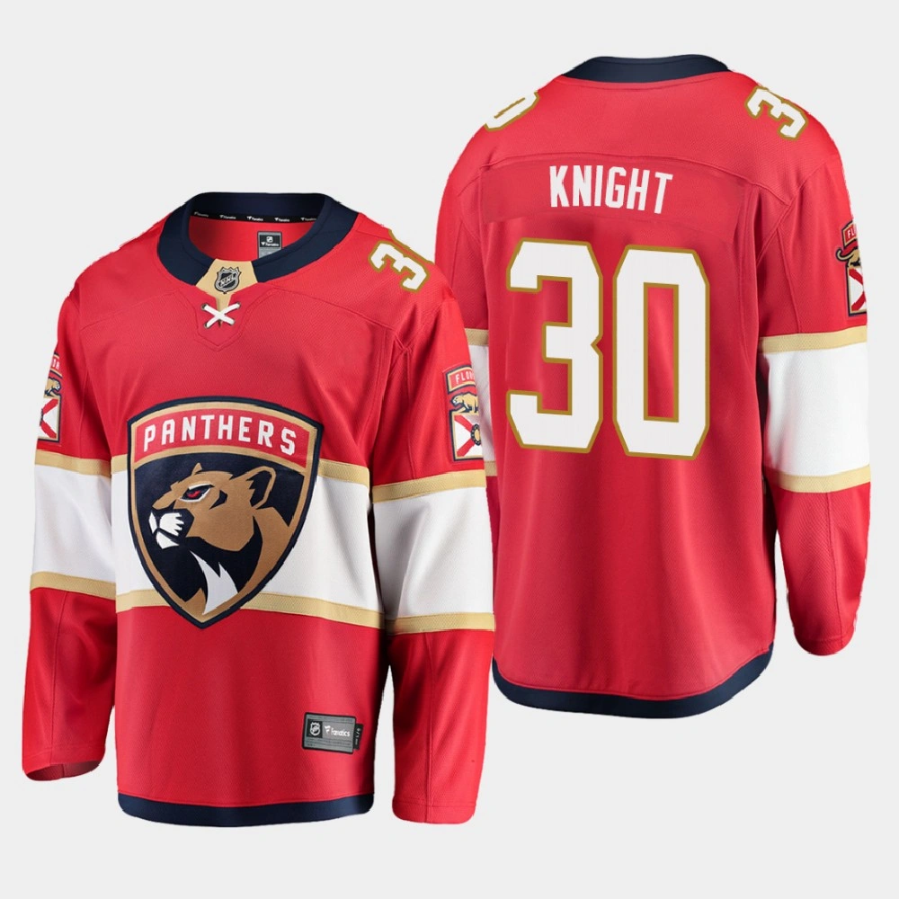 Men's Florida Panthers Spencer Knight #30 Home 2021 Red Jersey Men's Florida Panthers Spencer Knight #30 Home 2021 Red Jersey