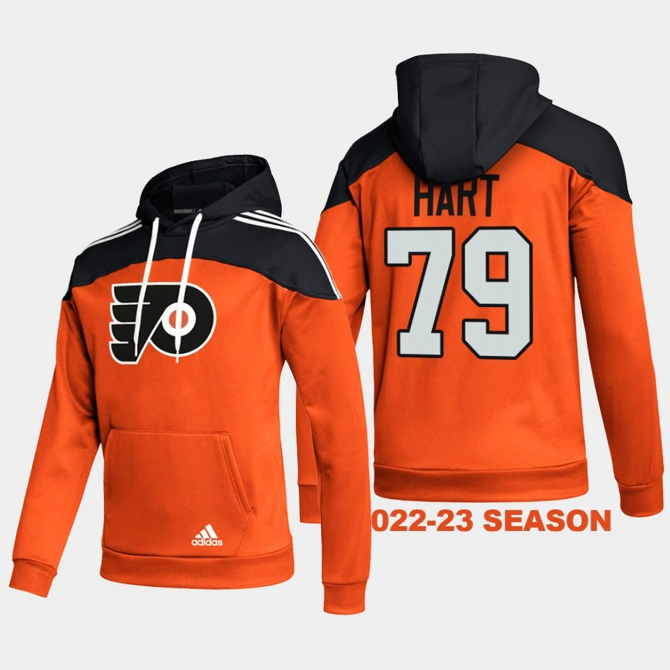 Women's Philadelphia Flyers #79 Carter Hart 2022-23 Stylish Orange Hoodie AEROREADY Pullover