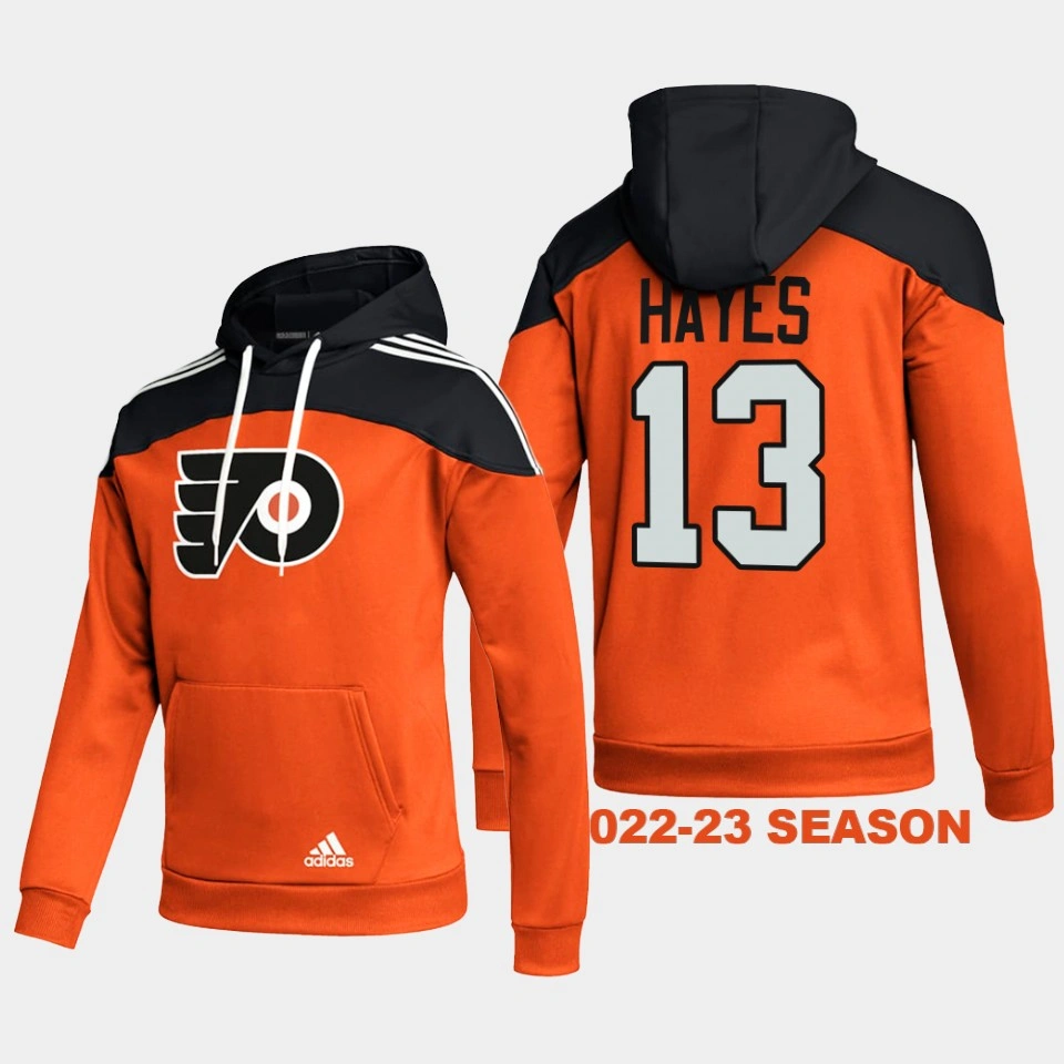 Women's Philadelphia Flyers #13 Kevin Hayes 2022-23 Stylish Orange Hoodie AEROREADY Pullover