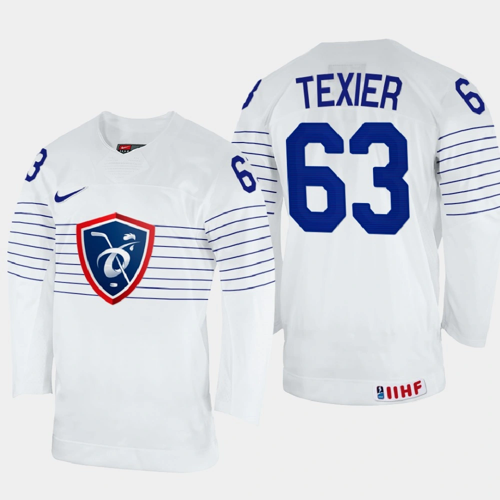 Women's Alexandre Texier 2022 IIHF World Championship France Hockey Jersey White #63 Uniform