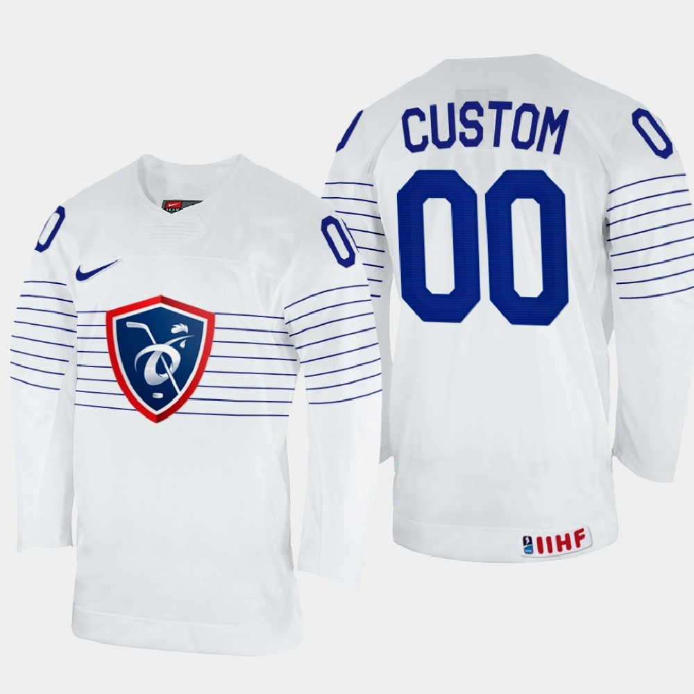 France #00 Custom 2022 IIHF World Championship White Home Jersey France #00 Custom 2022 IIHF World Championship White Home Jersey