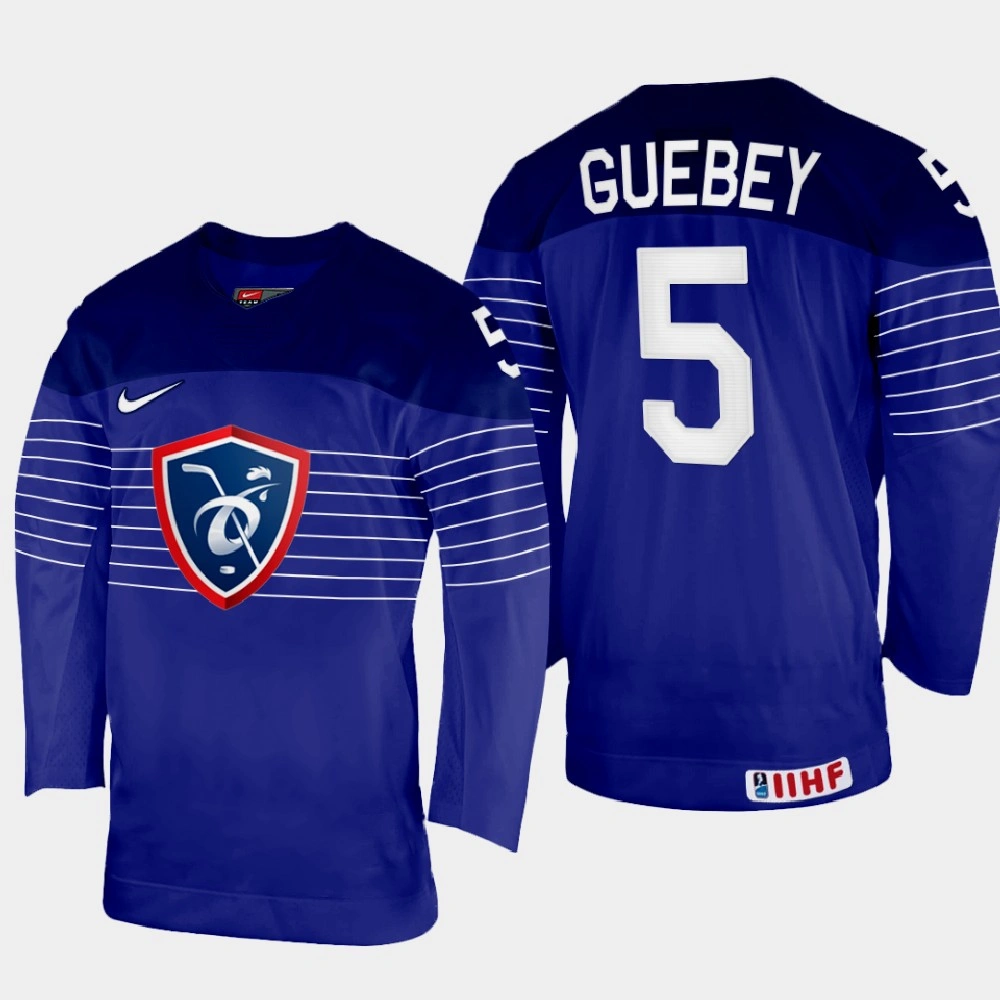 Women's France #5 Enzo Guebey 2022 IIHF World Championship Navy Away Jersey Women's France #5 Enzo Guebey 2022 IIHF World Championship Navy Away Jersey