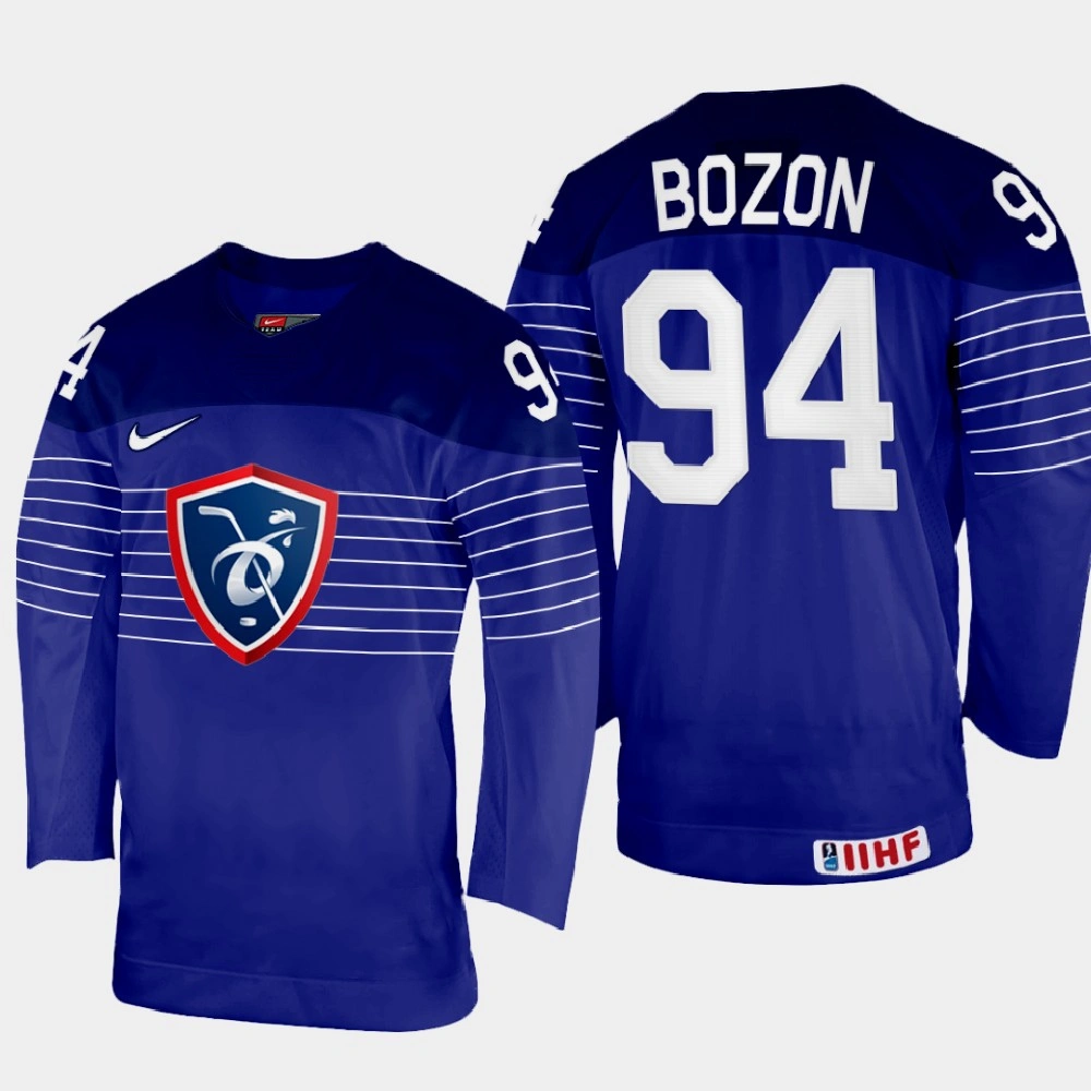 Women's France #94 Tim Bozon 2022 IIHF World Championship Navy Away Jersey