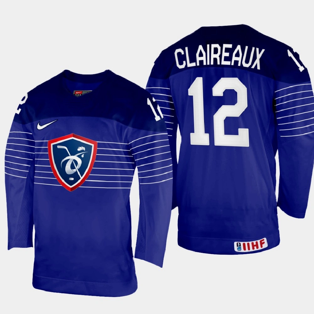 Women's France #12 Valentin Claireaux 2022 IIHF World Championship Navy Away Jersey