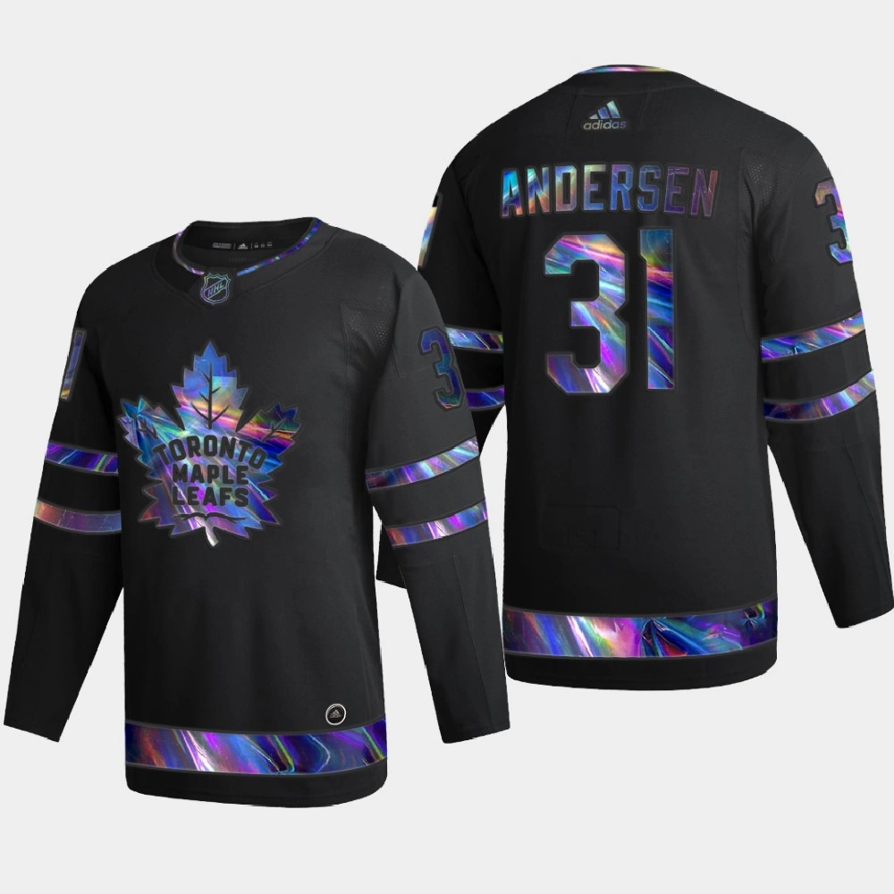 Women's Toronto Maple Leafs Frederik Andersen #31 Iridescent Holographic Authentic Black Jersey