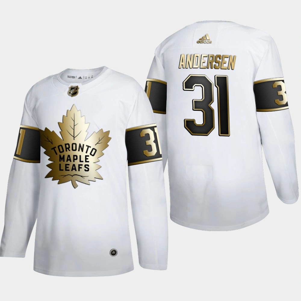 Women's Toronto Maple Leafs Frederik Andersen #31 NHL Golden Edition White Authentic Jersey