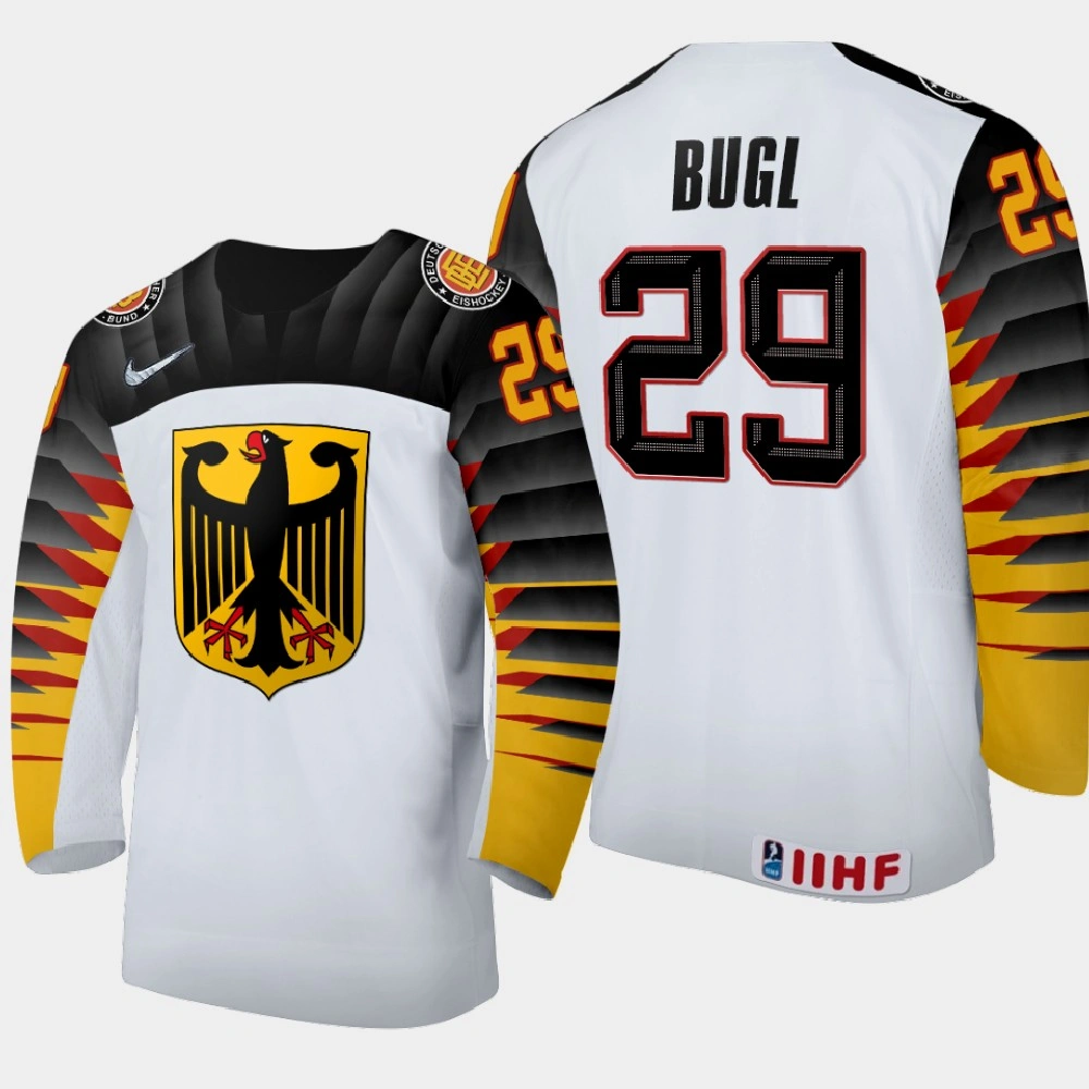 Men Germany Florian Bugl #29 2021 IIHF World Junior Championship Away White Jersey