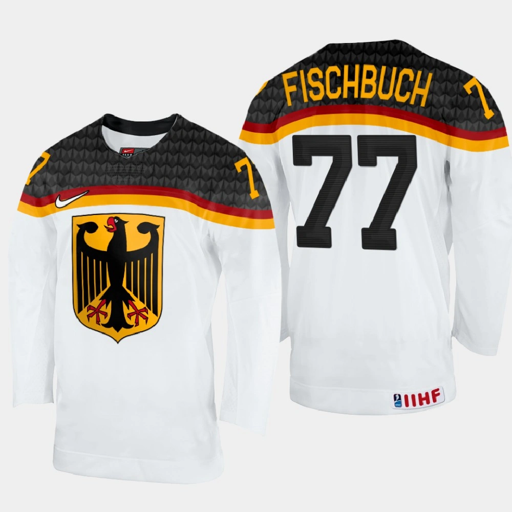 Women's Germany #77 Daniel Fischbuch 2022 IIHF World Championship White Home Jersey