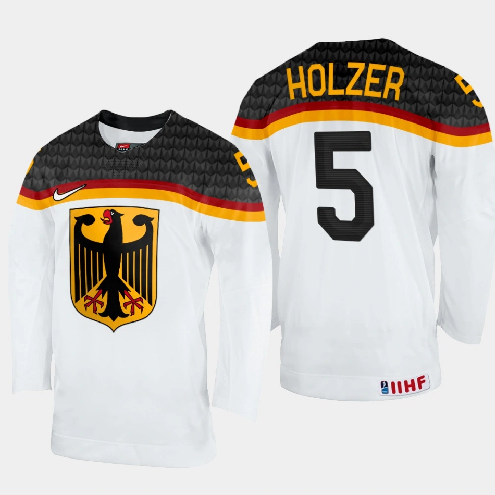 Women's Korbinian Holzer 2022 IIHF World Championship Germany Hockey Jersey White #5 Uniform