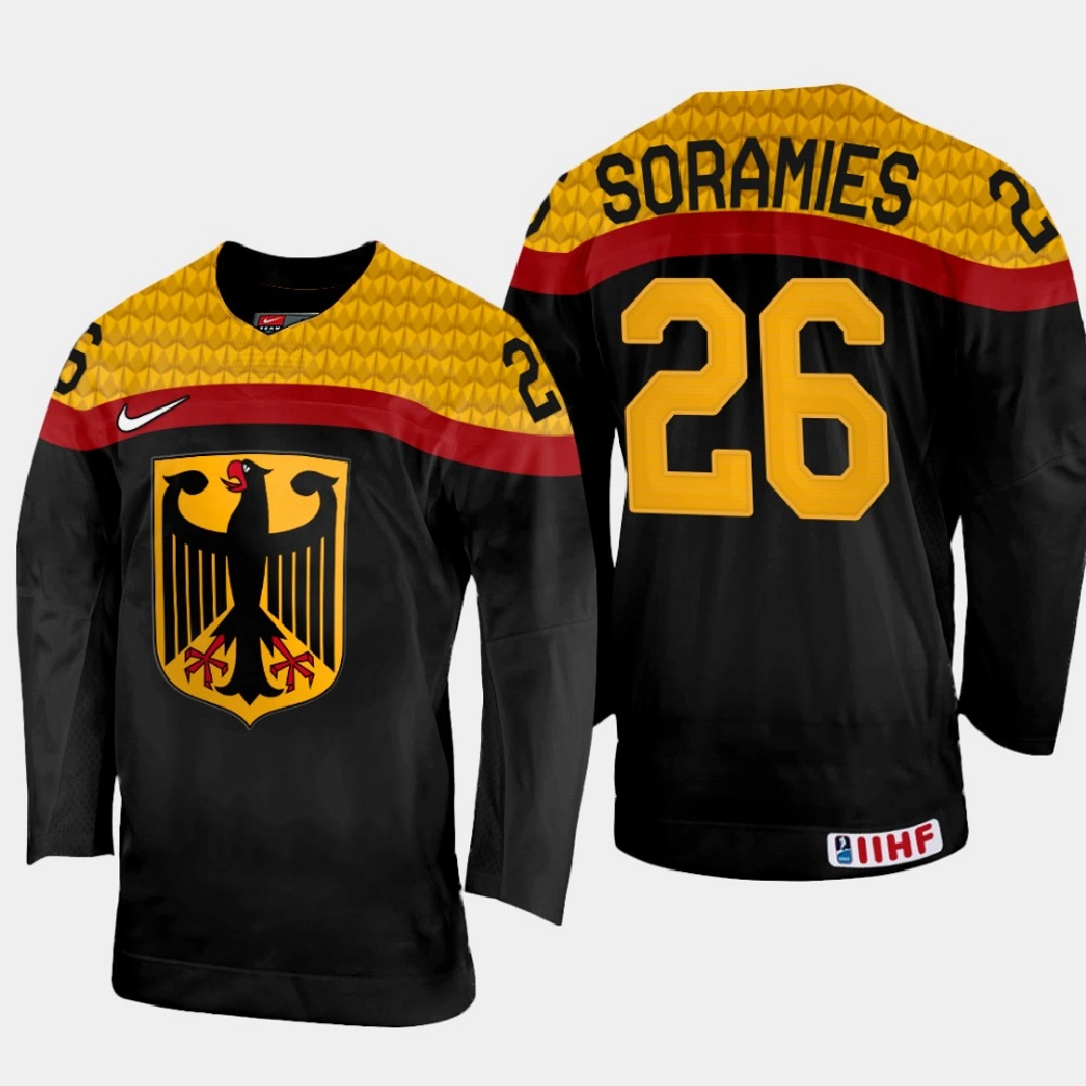 Germany #26 Samuel Soramies 2022 IIHF World Championship Black Away Jersey