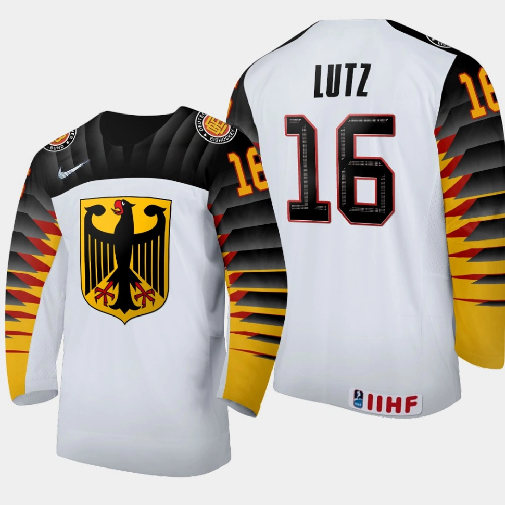 Women's Germany Julian Lutz #16 2021 IIHF U18 World Championship Home White Jersey Women's Germany Julian Lutz #16 2021 IIHF U18 World Championship Home White Jersey