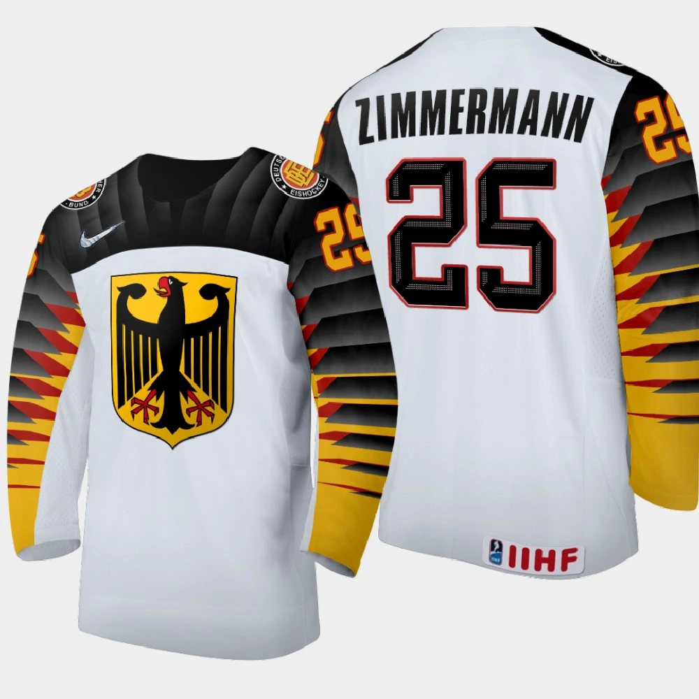 Women's Germany Mario Zimmermann #25 2021 IIHF World Junior Championship Away White Jersey