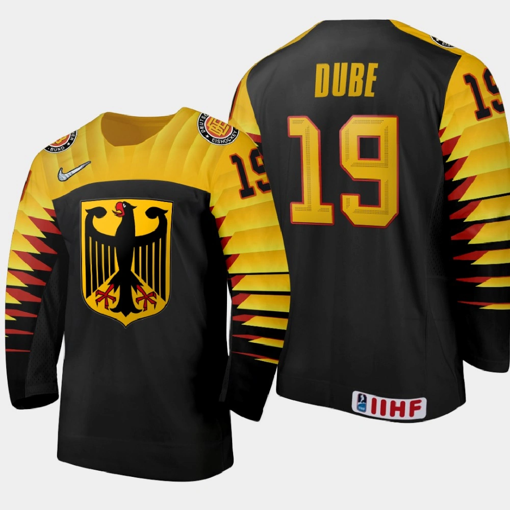 Men Germany Samuel Dube #19 2021 IIHF World Junior Championship Home Black Jersey Men Germany Samuel Dube #19 2021 IIHF World Junior Championship Home Black Jersey
