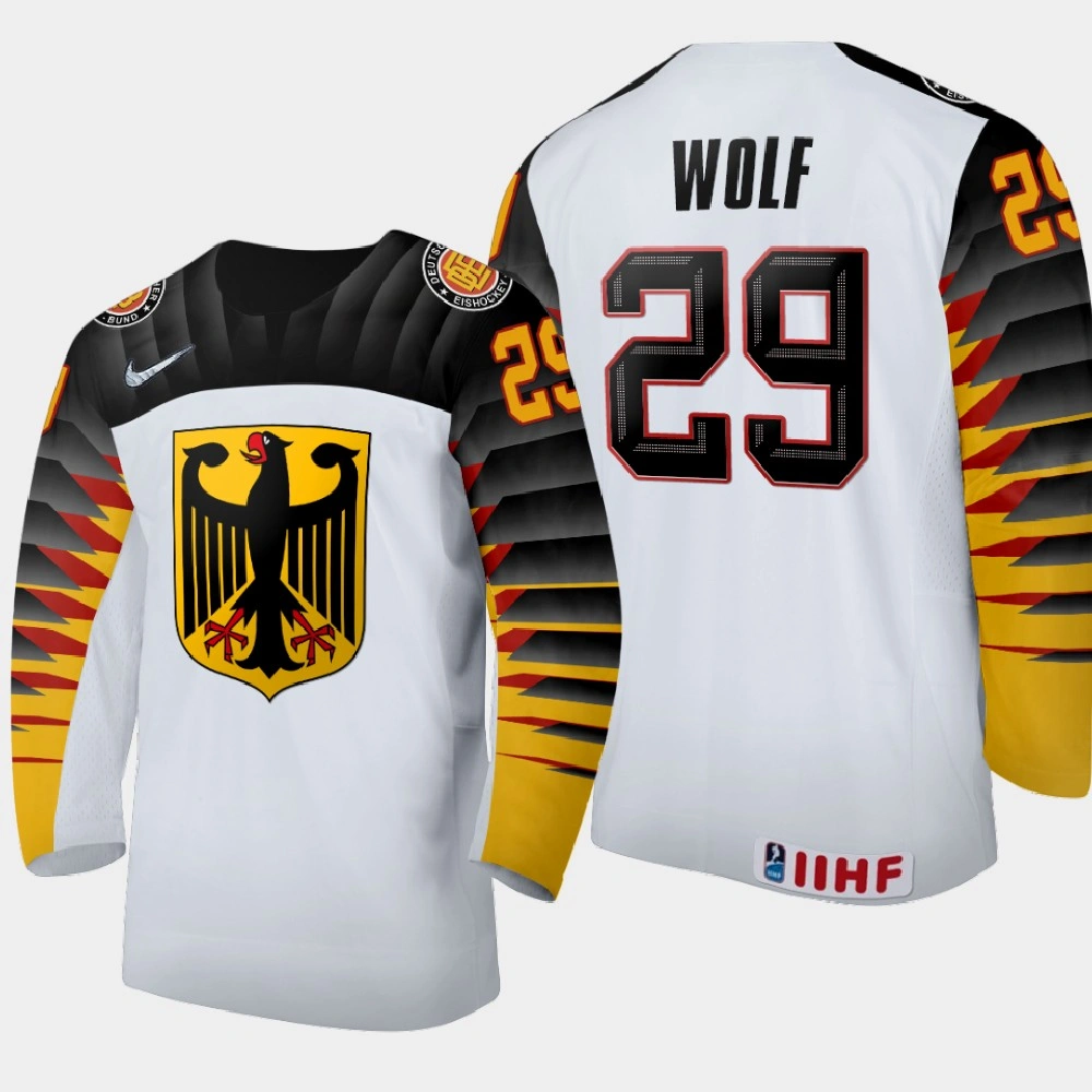 Women's Germany Simon Wolf #29 2021 IIHF U18 World Championship Home White Jersey Women's Germany Simon Wolf #29 2021 IIHF U18 World Championship Home White Jersey