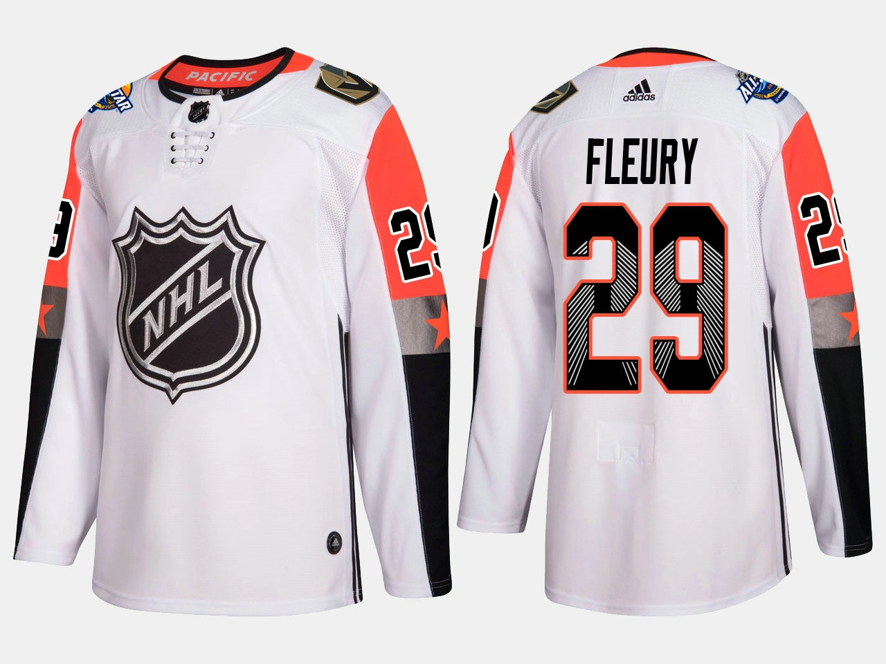 Pacific Division Marc-Andre Fleury #29 Golden Knights 2018 NHL All-Star White Game Authentic Jersey Pacific Division Marc-Andre Fleury #29 Golden Knights 2018 NHL All-Star White Game Authentic Jersey