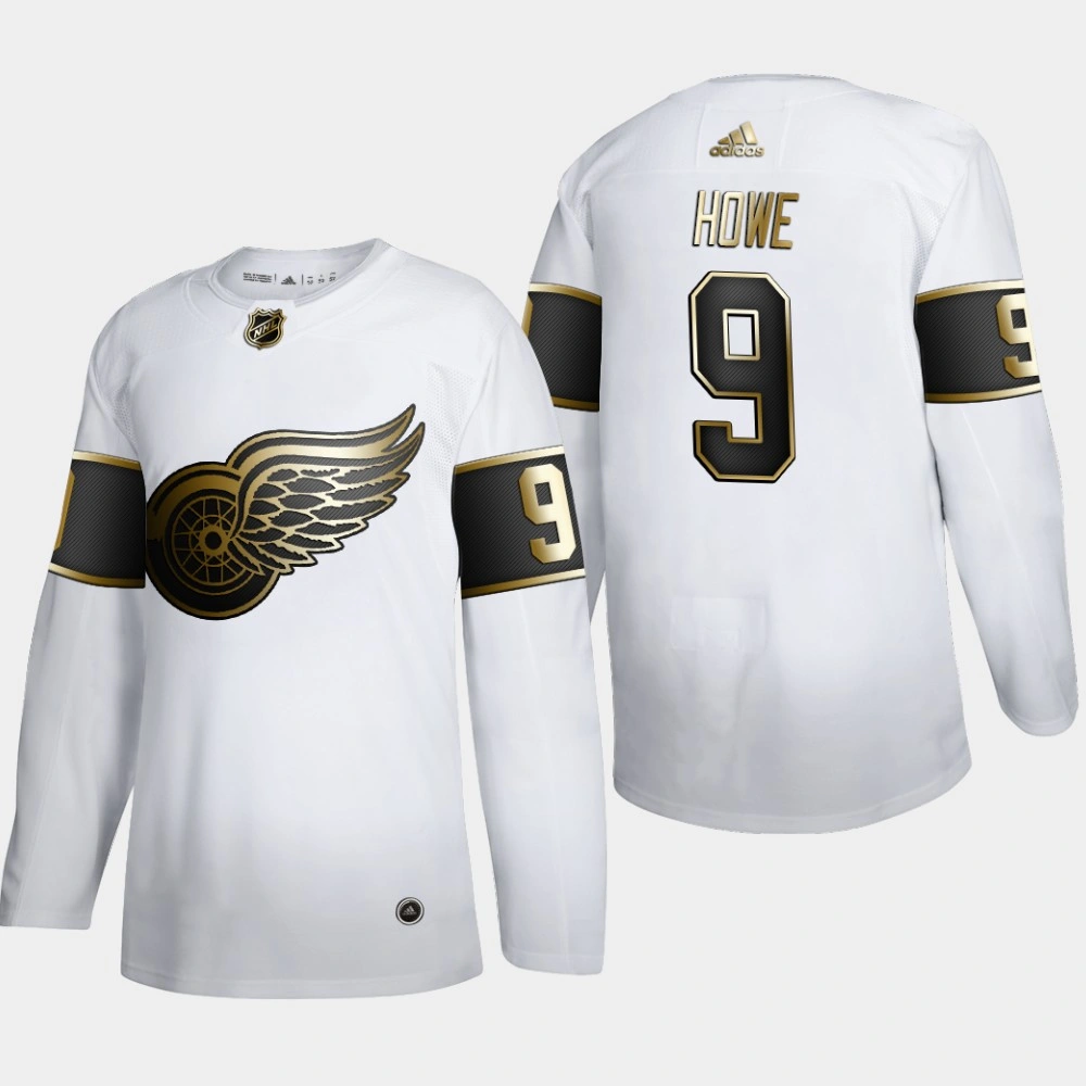 Youth Detroit Red Wings Gordie Howe #9 NHL Golden Edition White Retired Authentic Jersey