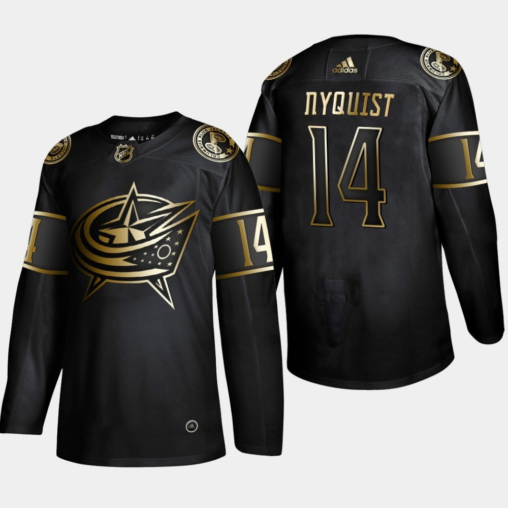Women's Columbus Blue Jackets Gustav Nyquist #14 Authentic NHL Golden Edition Black Jersey - Men's Women's Columbus Blue Jackets Gustav Nyquist #14 Authentic NHL Golden Edition Black Jersey - Men's