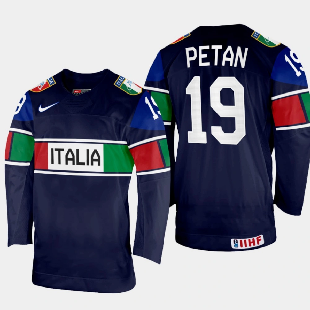 Women's Alex Petan 2022 IIHF World Championship Italy Hockey Jersey Navy #19 Uniform Women's Alex Petan 2022 IIHF World Championship Italy Hockey Jersey Navy #19 Uniform