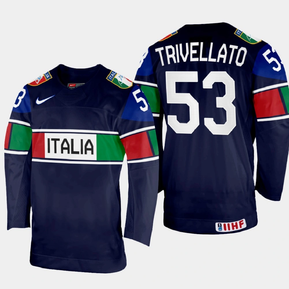 Women's Alex Trivellato 2022 IIHF World Championship Italy Hockey Jersey Navy #53 Uniform
