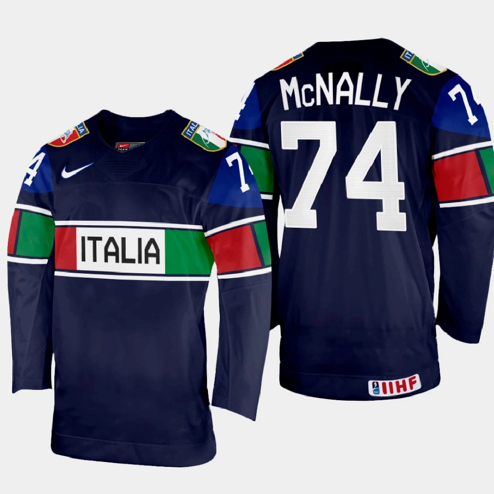 Women's Brandon McNally 2022 IIHF World Championship Italy Hockey Jersey Navy #74 Uniform