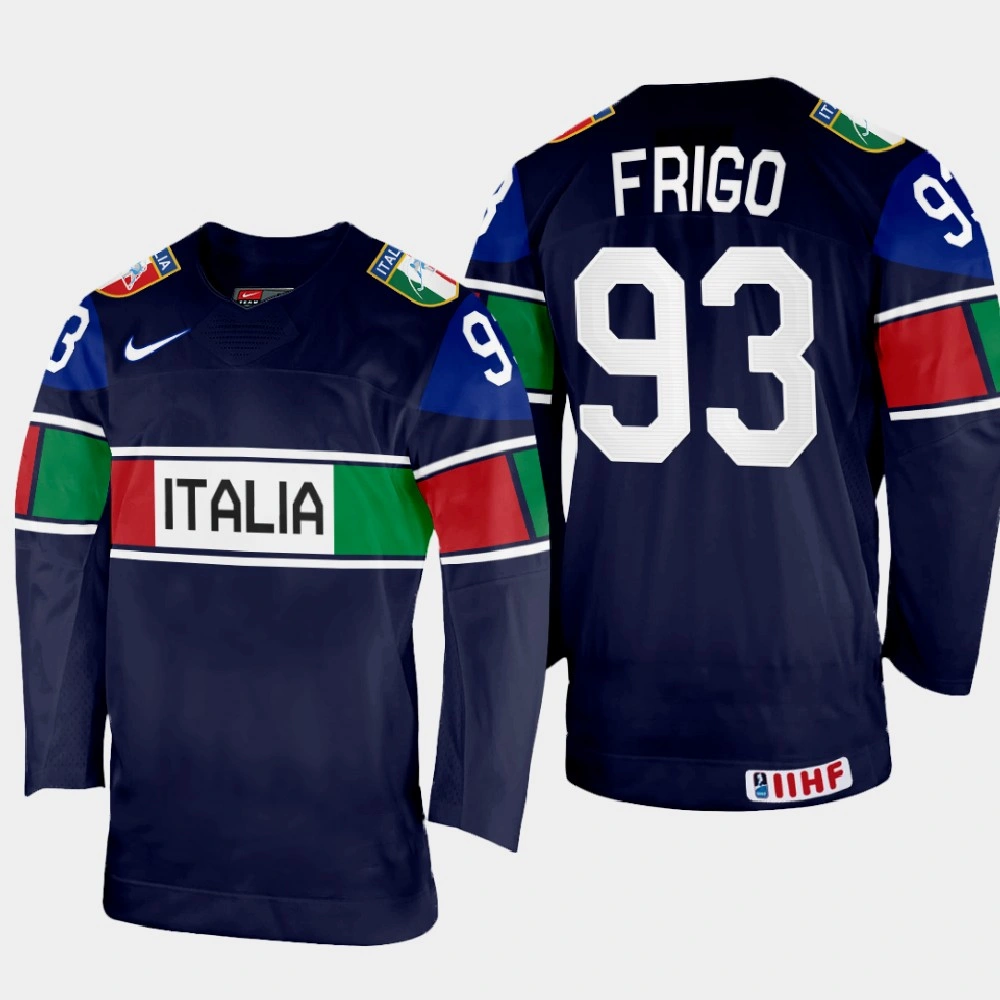 Women's Luca Frigo 2022 IIHF World Championship Italy Hockey Jersey Navy #93 Uniform