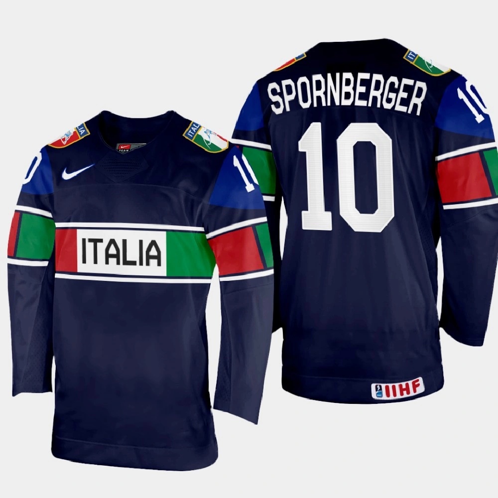 Women's Italy #10 Peter Spornberger 2022 IIHF World Championship Navy Away Jersey Women's Italy #10 Peter Spornberger 2022 IIHF World Championship Navy Away Jersey