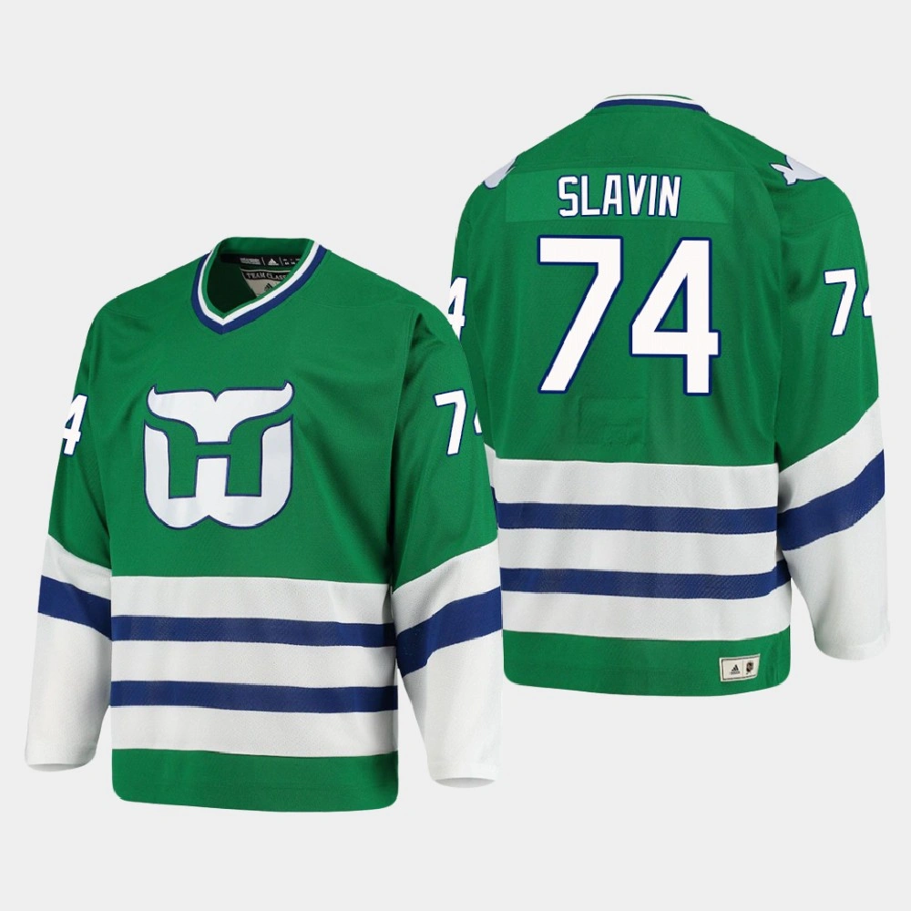 Youth Hartford Whalers Jaccob Slavin #74 Heritage Authentic Green Jersey Youth Hartford Whalers Jaccob Slavin #74 Heritage Authentic Green Jersey