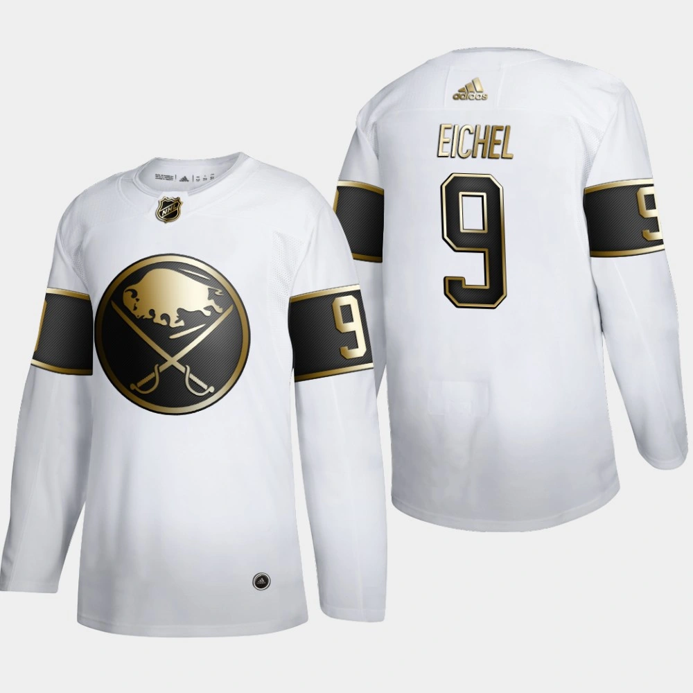 Men's Buffalo Sabres Jack Eichel #9 NHL Golden Edition White Authentic Jersey