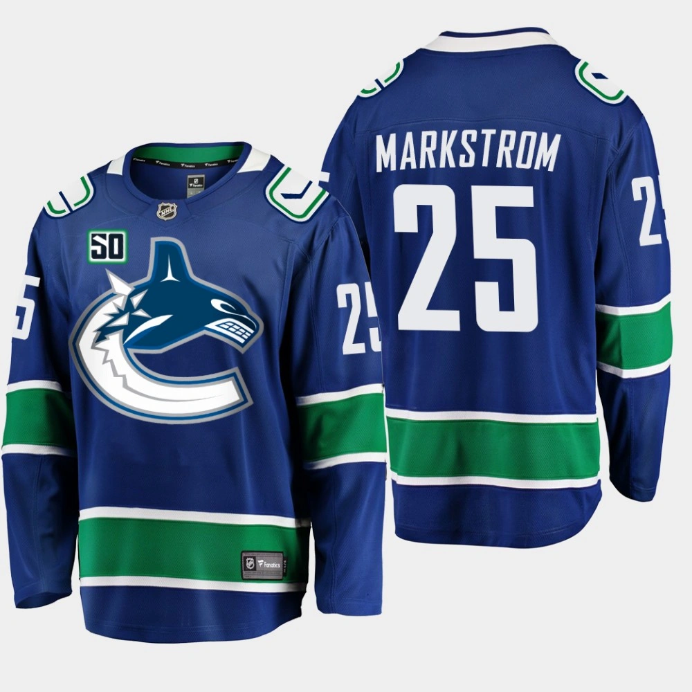 Women's Vancouver Canucks Jacob Markstrom #25 Blue 50th Anniversary Home Player Jersey Women's Vancouver Canucks Jacob Markstrom #25 Blue 50th Anniversary Home Player Jersey