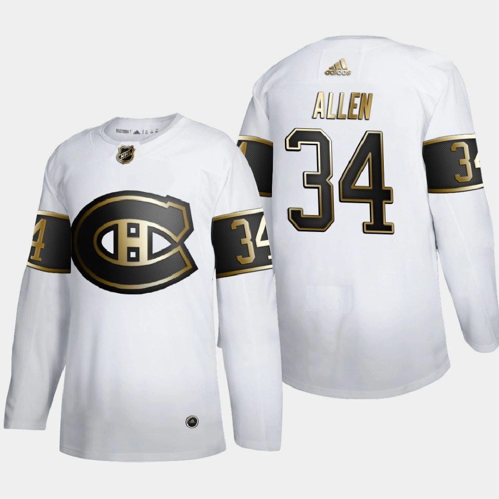 Men's Montreal Canadiens Jake Allen #34 Authentic White Golden Limited Edition Jersey