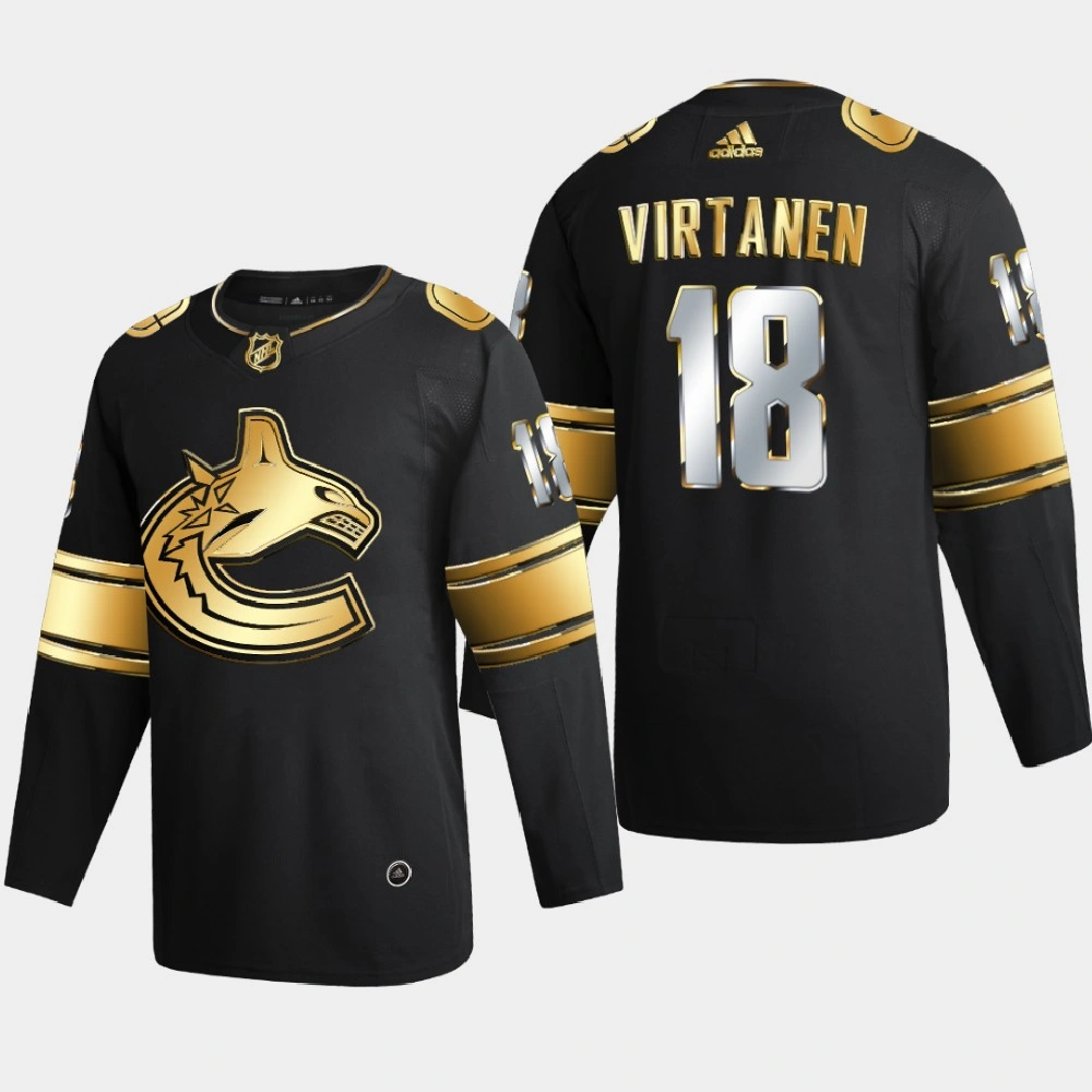 Youth Vancouver Canucks Jake Virtanen #18 2020-21 Golden Edition Limited Authentic Jersey - Black