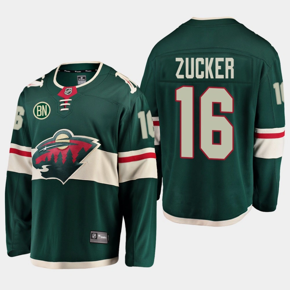 Jason Zucker #16 Minnesota Wild Home Green Men's Jersey with BN Patch