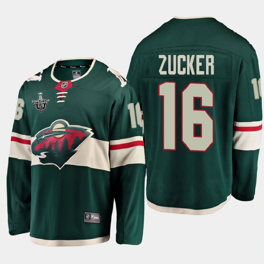 Youth Minnesota Wild Jason Zucker #16 2020 Stanley Cup Playoffs Home Green Jersey