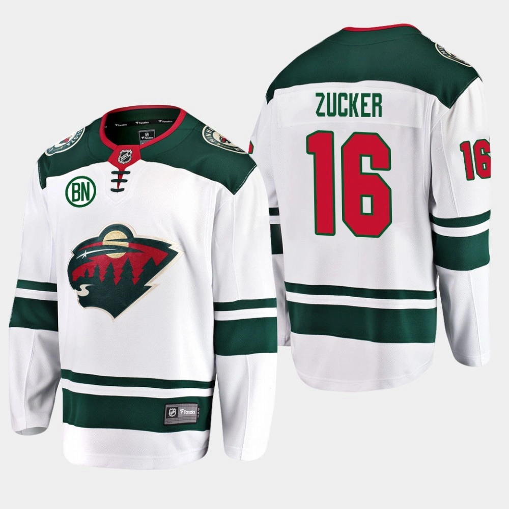 Youth Jason Zucker #16 Minnesota Wild Away White Jersey with BN Patch