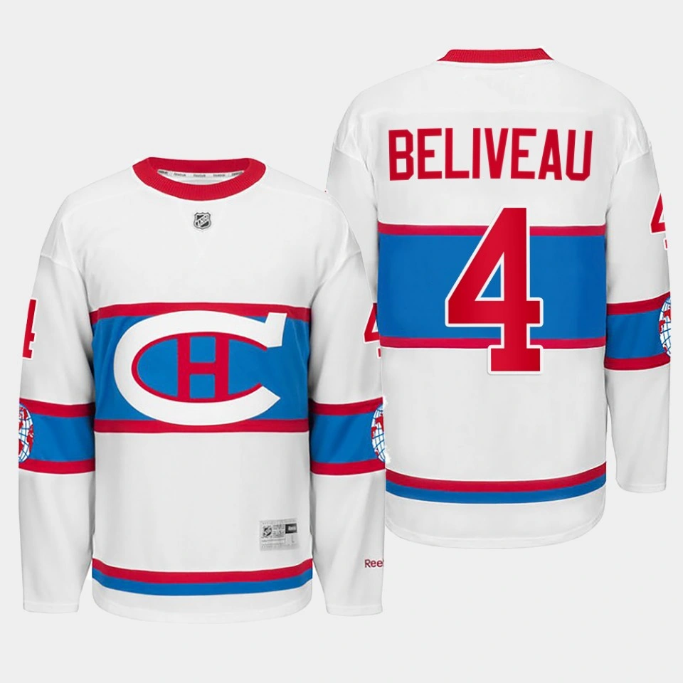 Winter Classic 2016 Montreal Canadiens Jean Beliveau Throwback White #4 Jersey