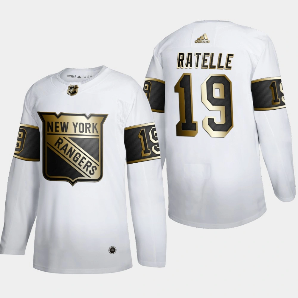 Youth New York Rangers Jean Ratelle #19 NHL Golden Edition White Retired Authentic Jersey