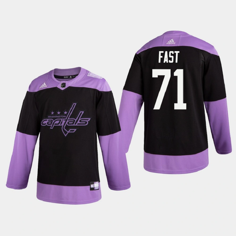 Men's Washington Capitals Jesper Fast #71 2020 Hockey Fights Cancer Practice Black Jersey