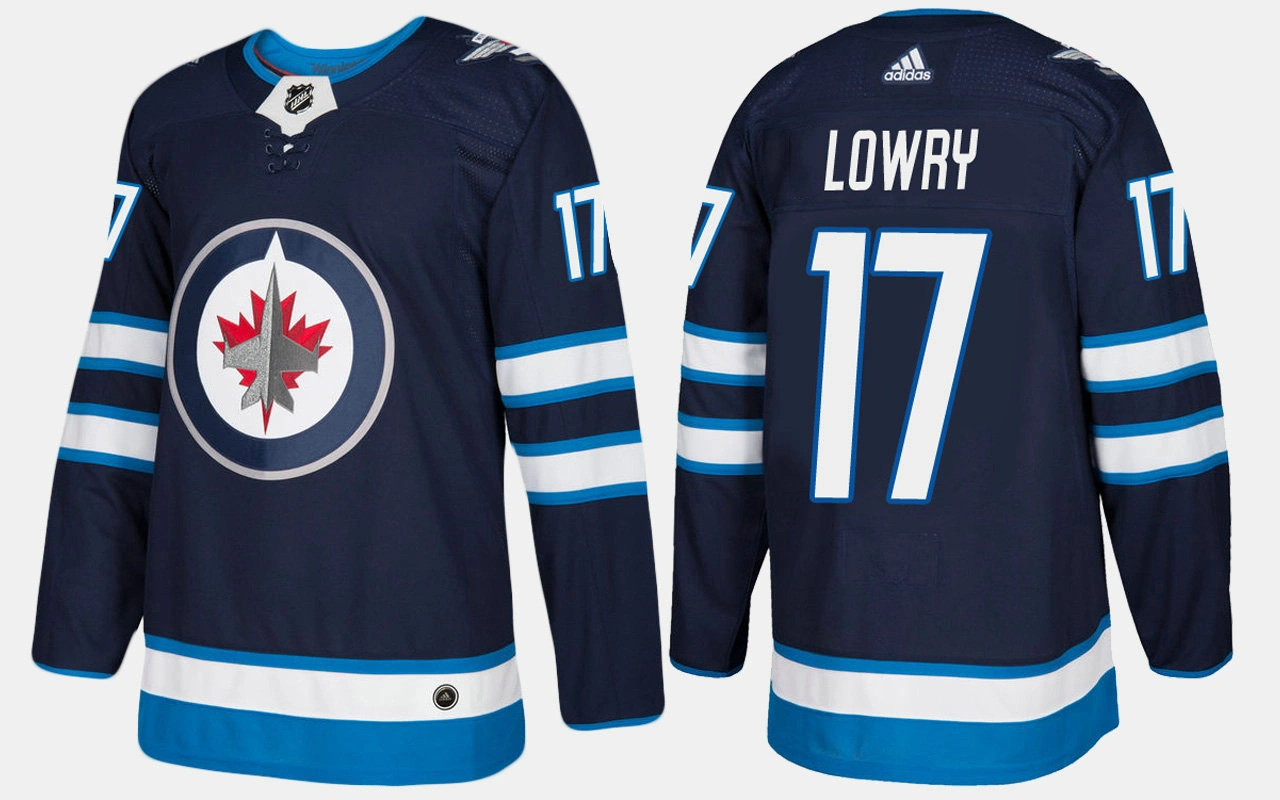 Winnipeg Jets #17 Adam Lowry Home Navy Jersey