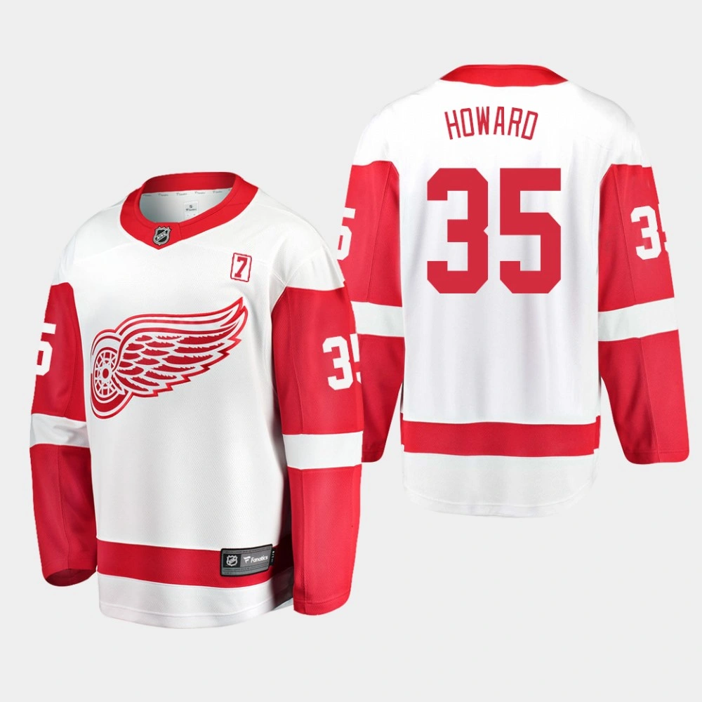 Jimmy Howard #35 Detroit Red Wings Away White Men's Jersey with Patch Seven