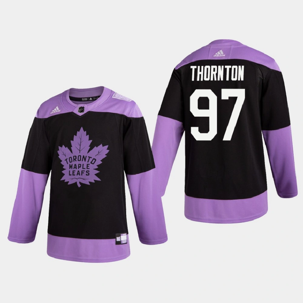 Men's Toronto Maple Leafs Joe Thornton #97 2020 Hockey Fights Cancer Practice Black Jersey