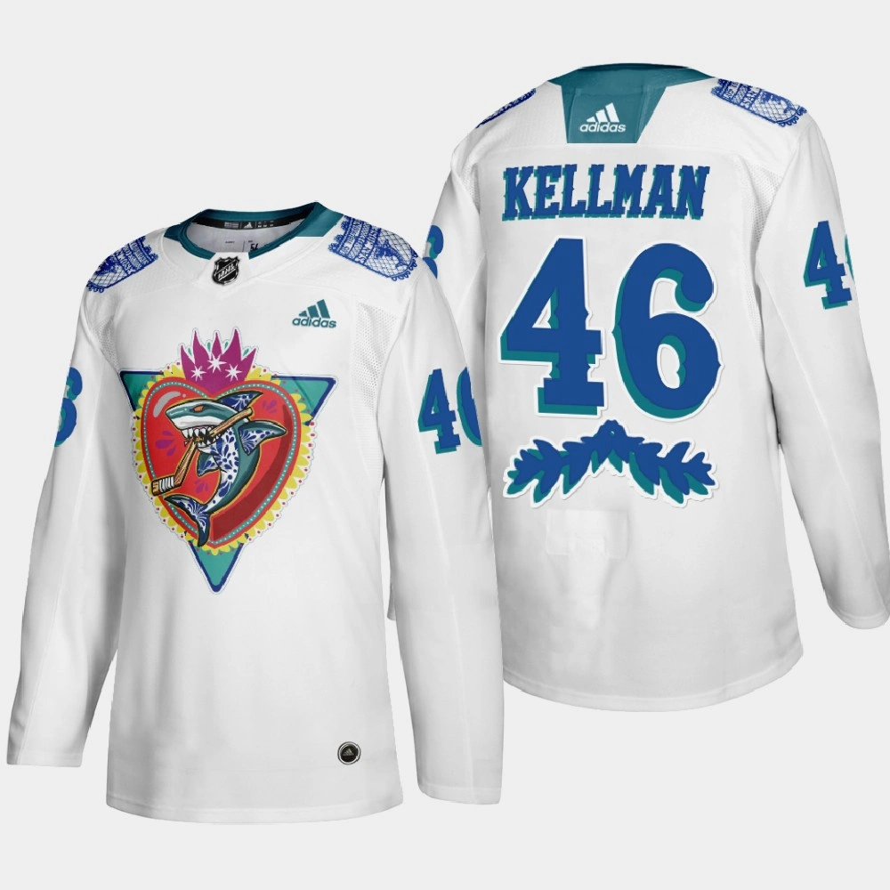 Youth San Jose Sharks Joel Kellman #46 Los Tiburones Night White Jersey