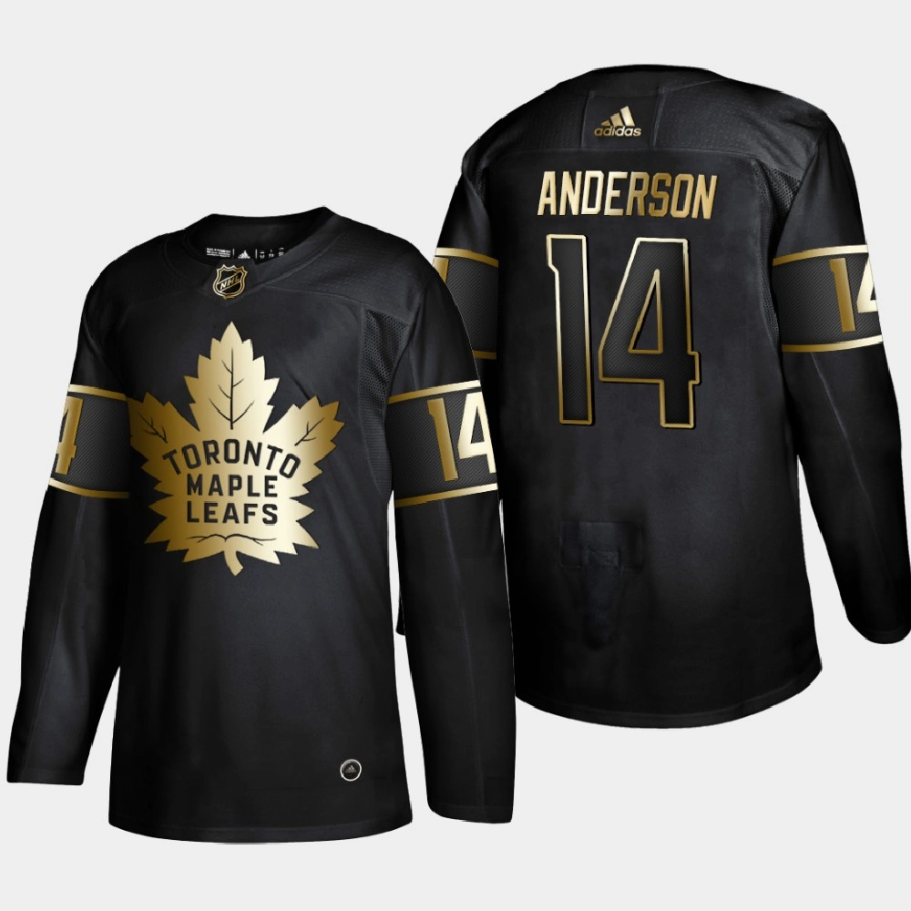 Men's Toronto Maple Leafs Joey Anderson #14 Golden Edition Black Authentic Player Jersey