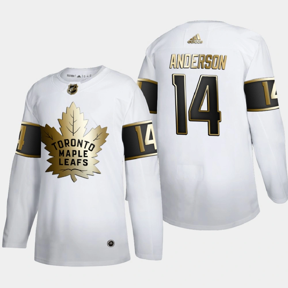 Men's Toronto Maple Leafs Joey Anderson #14 Golden Edition White Authentic Player Jersey