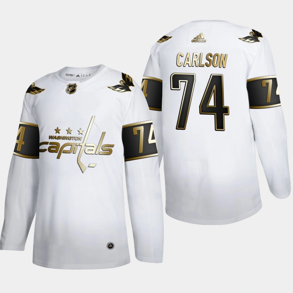 Women's Washington Capitals John Carlson #74 NHL Golden Edition White Authentic Jersey